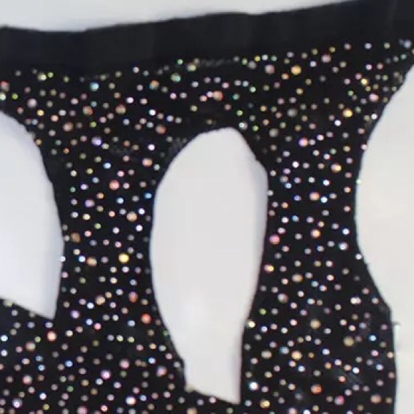 NWT rhinestone fishnet pantyhose sexy crotchless - Picture 13 of 16